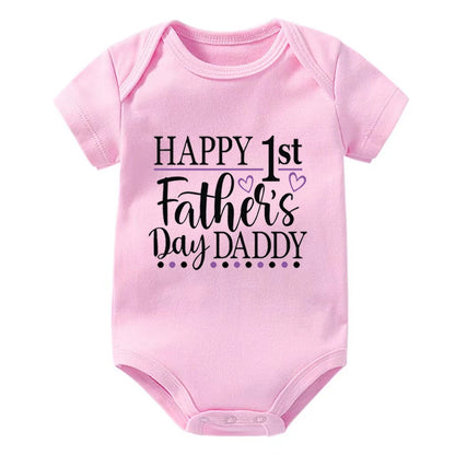 Happy 1st Vatertag Papa Druck neugeborenes Baby Jungen Mädchen Stram pler Kleidung Kleinkind Sommer Kurzarm Body Väter Tag Geschenke