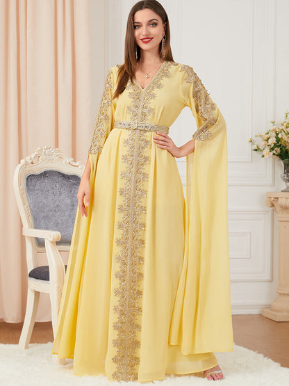 Eid Marokko Party Kleid Muslimische Frauen Abaya Kleider Langarm Abayas Dubai Türkei Islam Kaftan Robe Longue Vestidos Largos 2025.