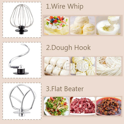 BABEJING New Hot Selling 1200w Kitchen Mixer, Electric Stainless Steel Filling Mixer, Kneading Machine.