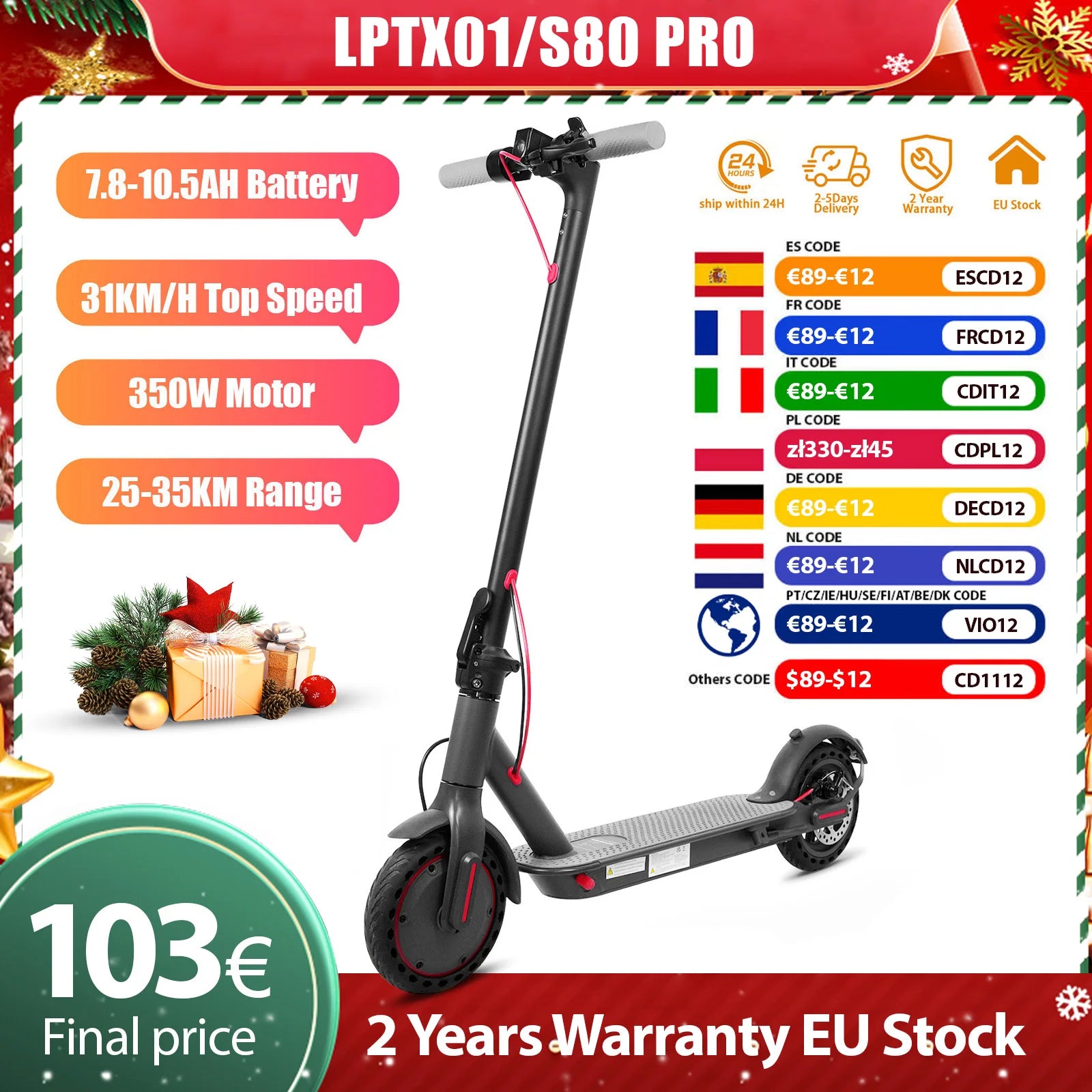 New 2025 AOVOPRO 31KM/H Adults Electric Scooter 36V 350W 25/35KM Long Range 8.5 Inch Dual Brake Folding Electric Kick Scooter.