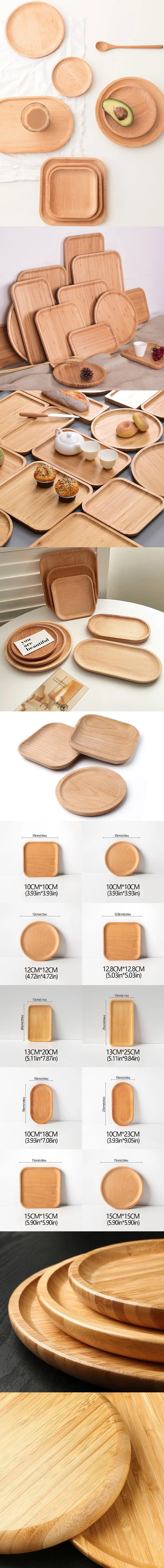 Wood Beech Plate Fruit Plate Oval Pallet trays decorative Candy Rectangular Dessert Dinner Tableware Tray, Kitchen Accessories.