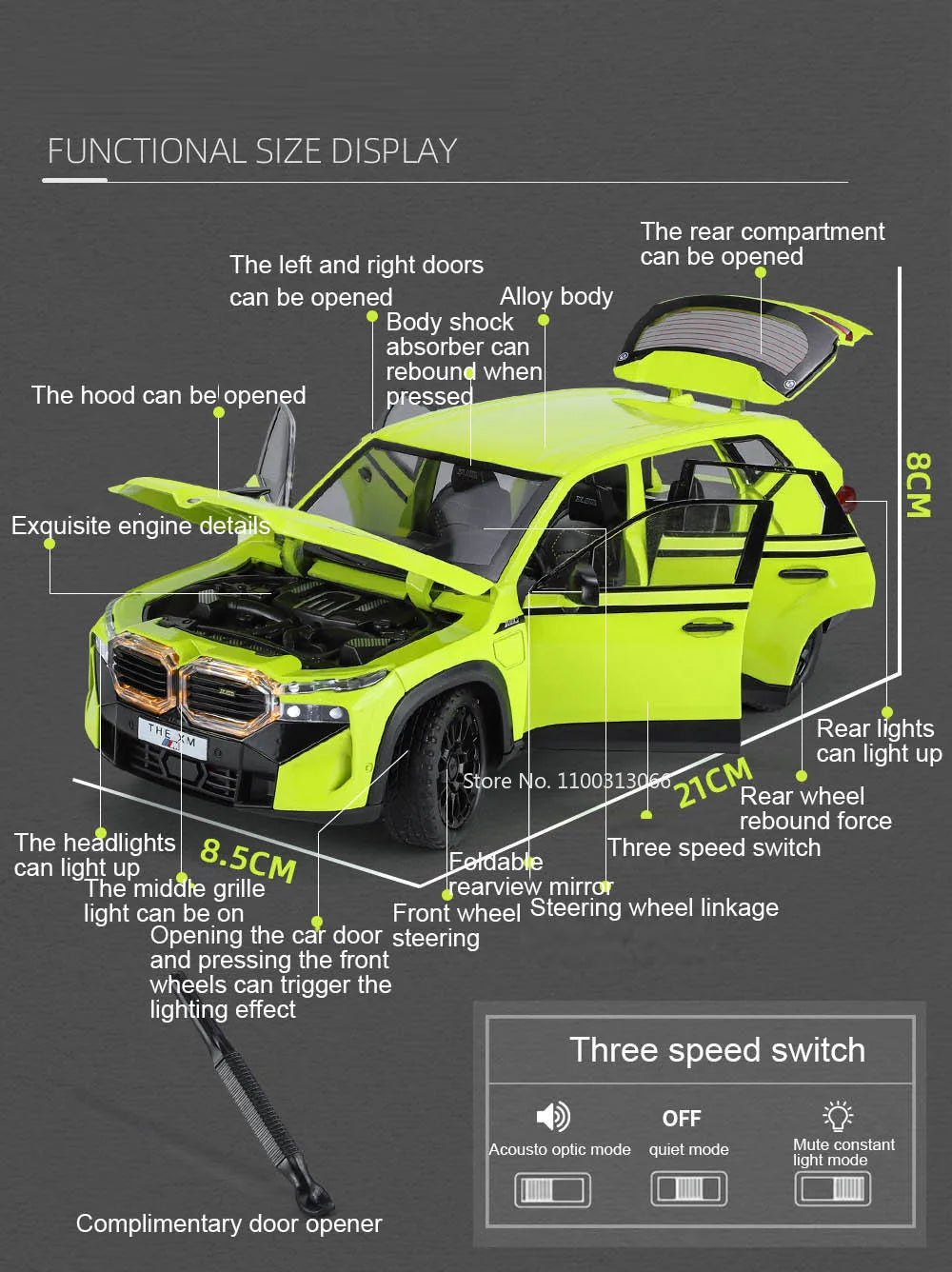 1/24 The XM Alloy Car Models Toy Diecasts Off-road Vehicles with Light Sound Pull Back Function SUV Car Toys for Kids Boys Gifts.