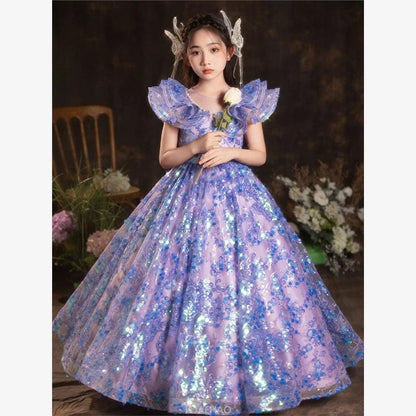 Mädchen Prinzessin Geburtstag Party Blumenmädchen Hochzeit Schönheit Kleid Kinder Leistung Elegantes Weiß Rosa Tutu für formelle Anlässe.