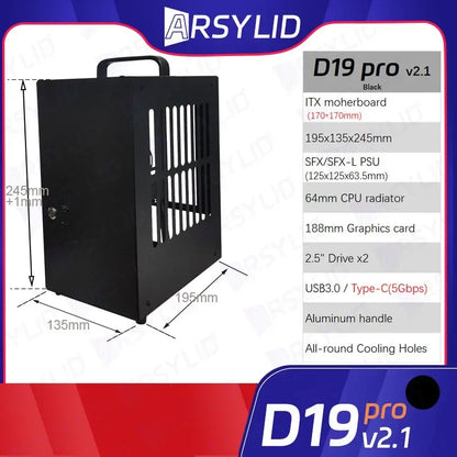 D19 Pro 6.1L A4 Chassis SFX HTPC Mini ITX Game Computer Graphics Card RTX2070 I7 Smallest Independent Display Case Dream D19pro.