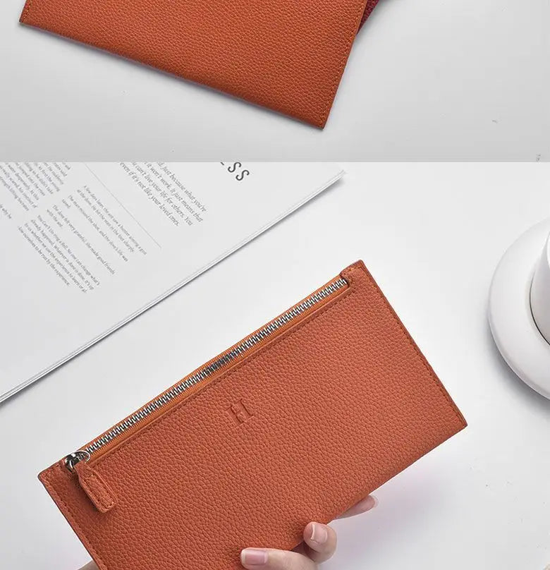2025 new leather long wallet, women's ultra-thin casual zipper wallet, phone holder, soft leather leather clip,Cosmetic Bag..