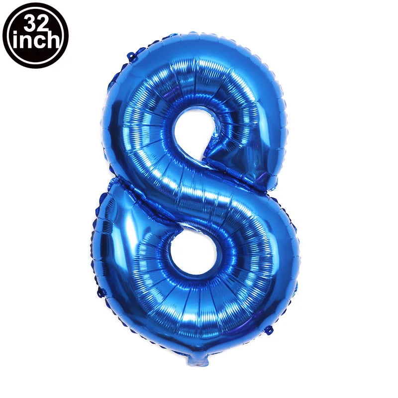 Blauer Ballon mit großen Zahlen, 32 Zoll, 0, 1, 2, 3, 4, 5, 6, 7, 8, 9, Geburtstag, Bachelorette-Luftballons, Figur, Golob-Party-Ballon-Dekoration.