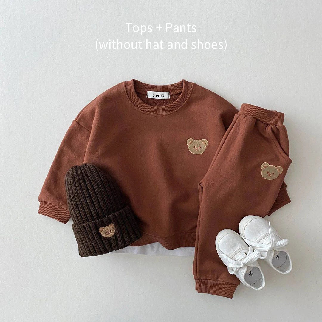 Fashion Toddler Baby Boys Girl Fall Clothes Sets Baby Girl Clothing Set Kids Sports Bear Sweatshirt Pants 2Pcs Suits Outfits.