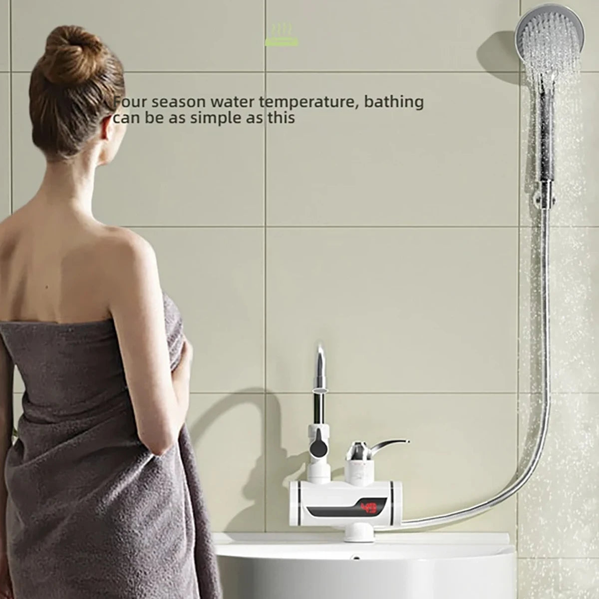 Electric Hot Cold Mixer Tap 3000W Instant Heating Faucet 360 Degree Rotation Fast Heating Tap Digital Kitchen Bathroom Supplies