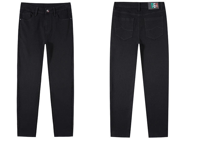 Tall Men Denim Pants Fleece Thick Warm Winter Stretch Jean Male Extra Long Length Leg Trouser 115cm 190cm Black Skinny Thin Slim