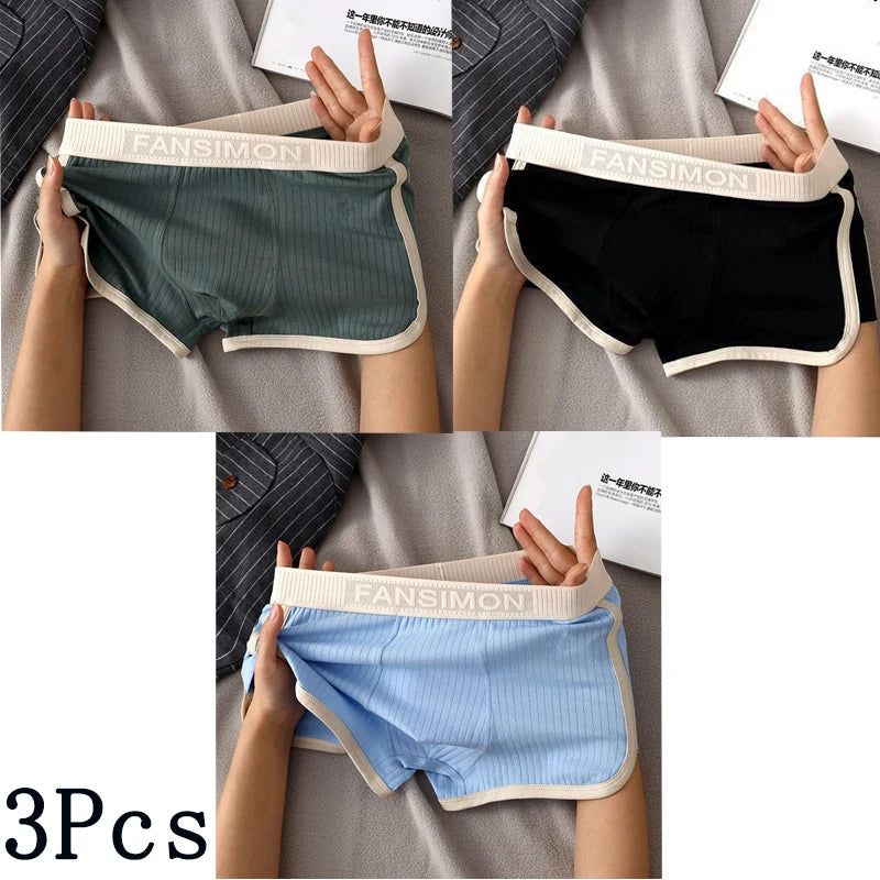 3 Pcs/Lot Men's Sexy Striped Panties Boxer Shorts Underwear Male Boxers Homme U Convex Shorts Lingerie Underpants.