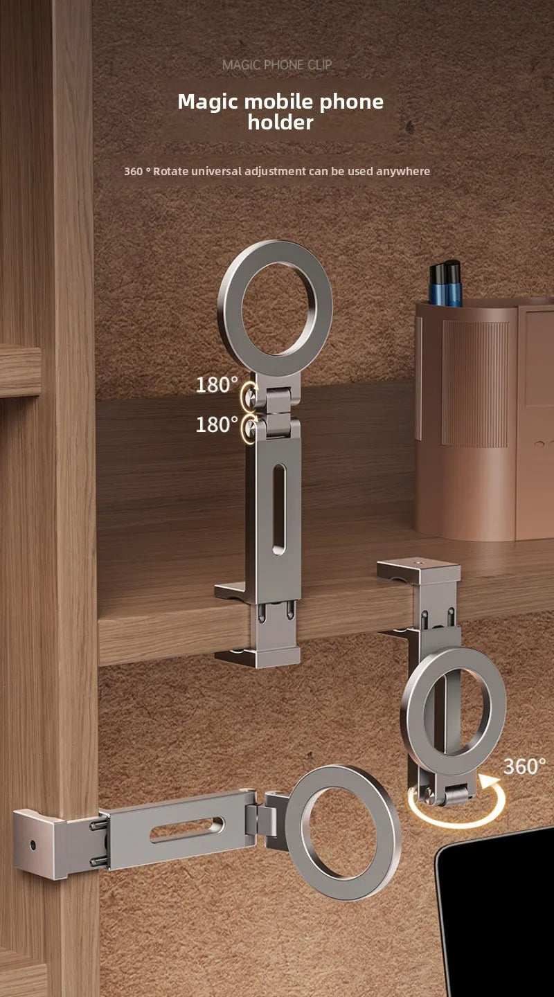 Universal Magnetic Phone Holder Travel Essentials Multi-axis Rotation Hands-Free Airplane Phone Mount Desktop Clip for Phone.