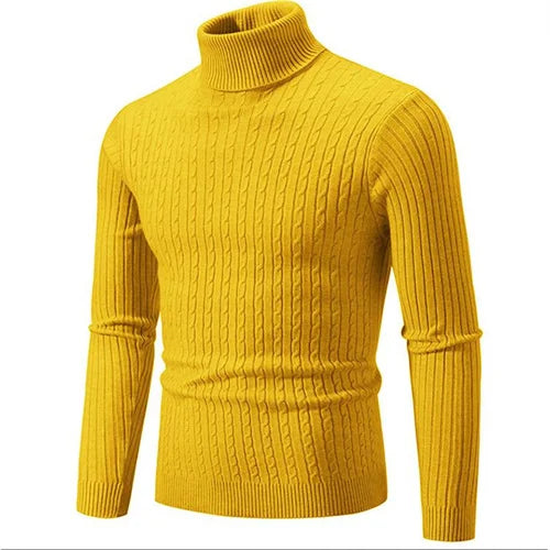 2025 New Men Solid Colour Turtleneck Sweater Black / White / Royal Blue Fashion Simple Male Casual Pullover Tops