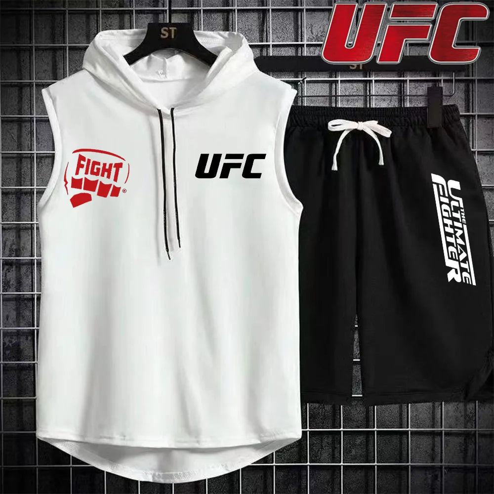 New Summer Men's Two Piece Set Casual T-Shirt and Shorts Set Fashion Short Sleeve Tracksuit Men Women Sports Suit Hooded T-shirt.