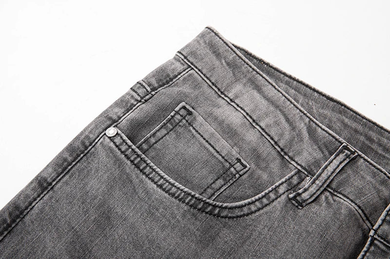 KSTUN Graue Jeans für Herren, Stretch, schmal, gerade, normale Passform, Freizeithose, Sommer-Denim-Hose, Herrenbekleidung, Herren-Jeans, Modemarke.