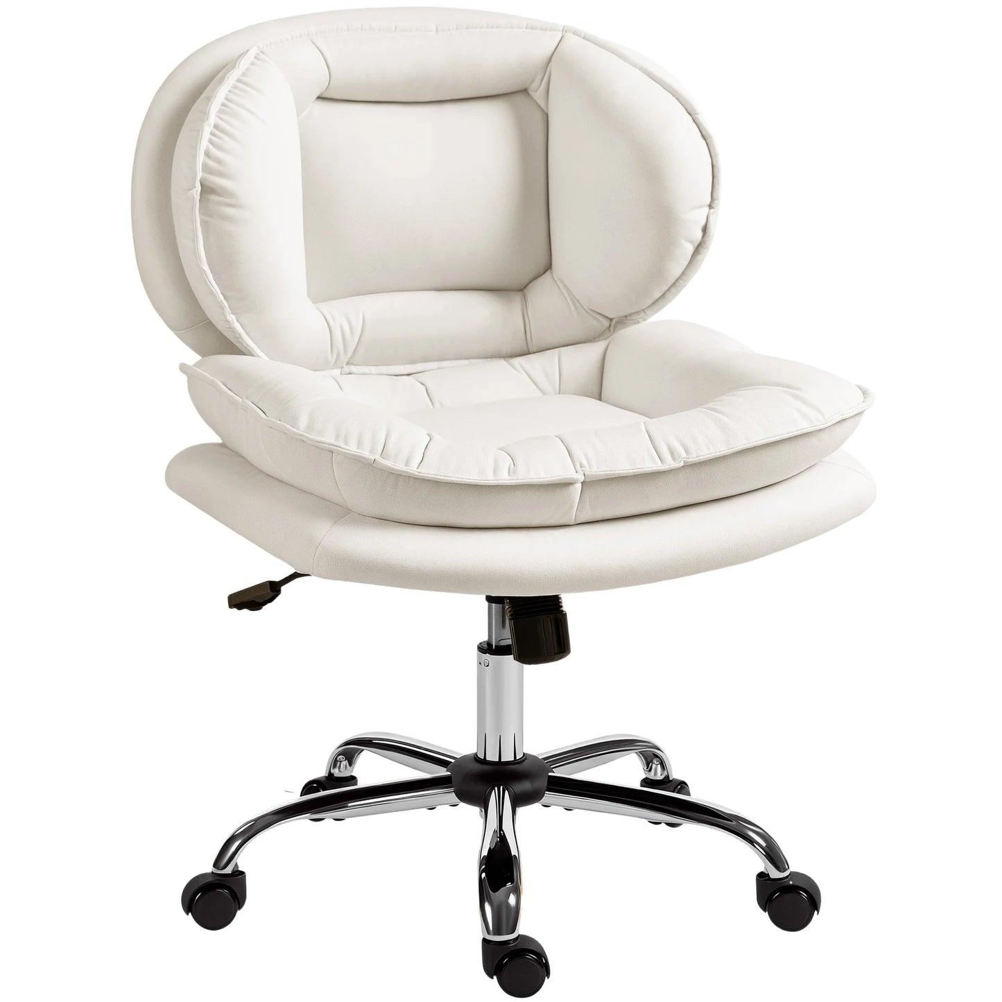 Kreuzbeiniger Bürostuhl mit breiten Sitzrädern, höhenverstellbarer Doppelfolsterter, neigbarer Funktion