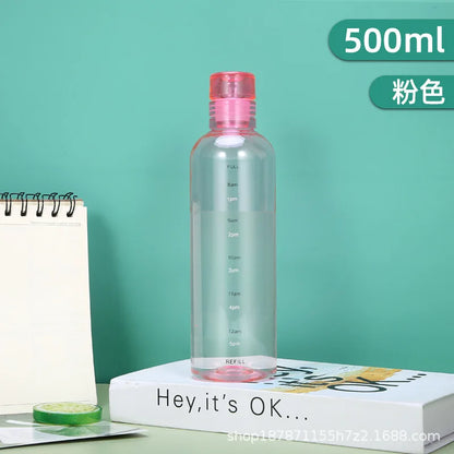 water bottle High-value colorful time scale cup red cute drinking water target bottle ins simple water cup my gourd man bottles