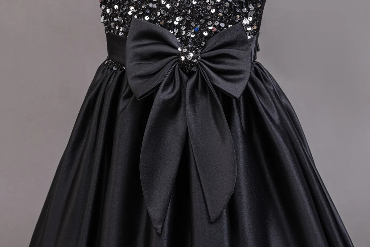 Performance Formelles Partykleid für Mädchen, Kinderkleidung, Paillettenkleider, aktive Kleider für Mädchen, Kinderkleidung, Schwarz, 3 bis 10 Jahre