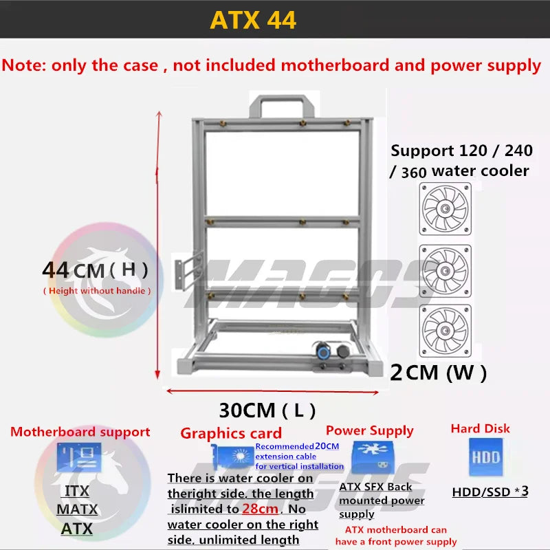 Open PC Case Frame Rack ITX MATX ATX EATX Gamers Cabinet DIY Water Cooler Desktop PC Creative Gabinete Gaming Chassis MOD.