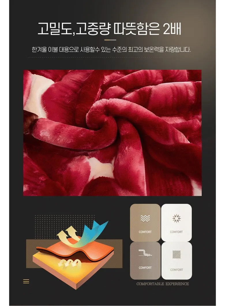 Winter Quilt Thick Warm Fluffy Blankets Super Soft Raschel Stitch Double Layer Winter Mink Throw Fat Quilts Double Size Blanket.