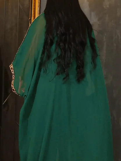 Neue muslimische Roben aus dem Nahen Osten, zweiteiliges Set, (Abaya), neue Mode für Damen, bestickte Spitze, Chiffon, muslimische Roben, Dubai und Türkei.