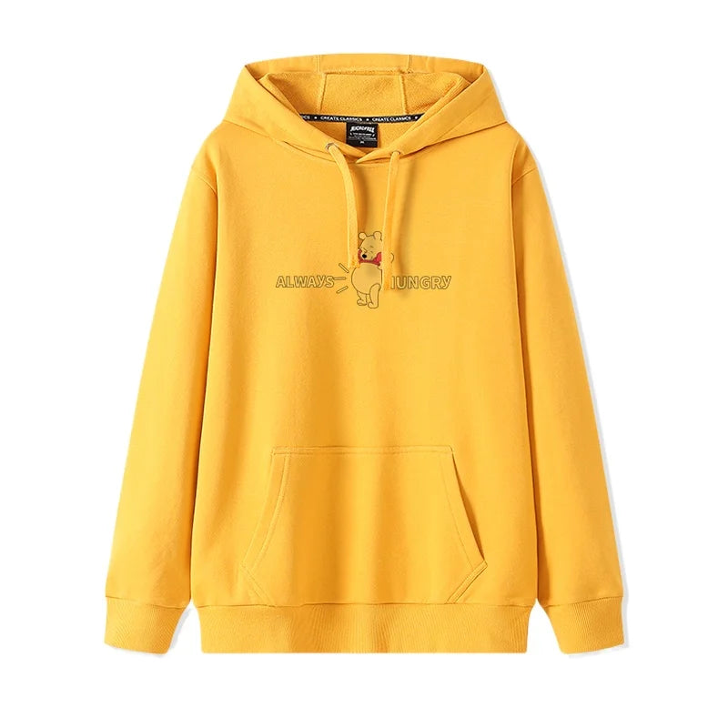 Cartoon Winnie the Pooh Mode einfacher Pullover Damen lockere und bequeme Kapuze vielseitige Paar Freundin Pullover Jacke.