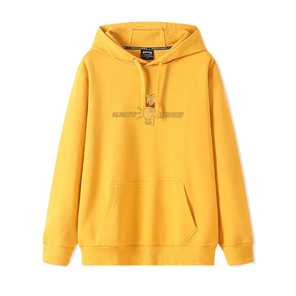 Cartoon Winnie the Pooh Mode einfacher Pullover Damen lockere und bequeme Kapuze vielseitige Paar Freundin Pullover Jacke.