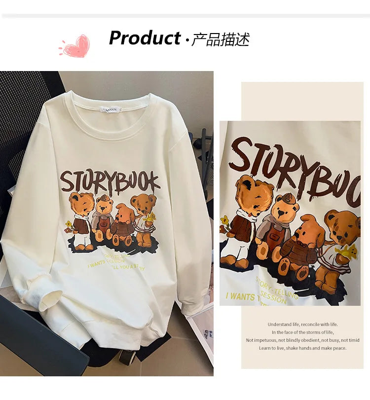 170kg plus size Damen büste Herbst bär bedrucktes Sweatshirt lockeres Langarm-Freizeit oberteil 6xl 7xl 8xl 9xl 10xl 11xl.
