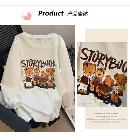 170kg plus size Damen büste Herbst bär bedrucktes Sweatshirt lockeres Langarm-Freizeit oberteil 6xl 7xl 8xl 9xl 10xl 11xl.