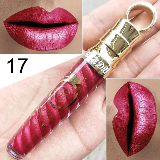 20 Colors Lipstick Waterproof Long Lasting Matte+Shimmer Mental Beauty Lip Gloss Nude Glitter Lip Gloss Beauty Sexy Lip Tint