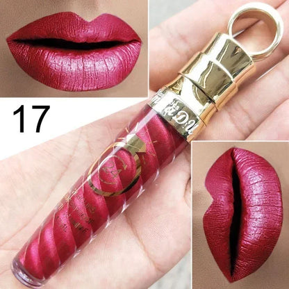 20 Colors Lipstick Waterproof Long Lasting Matte+Shimmer Mental Beauty Lip Gloss Nude Glitter Lip Gloss Beauty Sexy Lip Tint