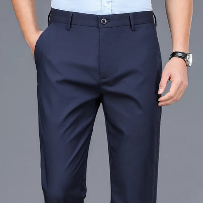 Male Smart Casual Pants Stretchy Sports Men's Fast Dry Trousers Spring Autumn Full Length Straight Office Black Navy Work Pants.