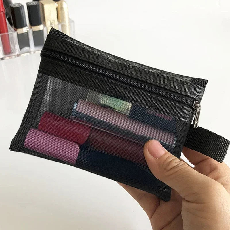 Women Mesh Cosmetic Bag Travel Storage Makeup Bag Organizer Female Make Up Pouch Portable Small Large Toiletry Beauty Case.