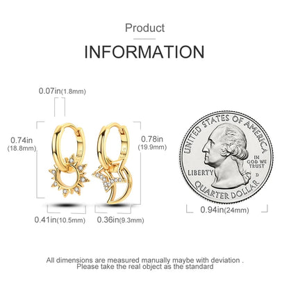 925 Sterling Silver Gold Color Circular Hoop Earrings Golden Earring Fit Original Charms Diy Fine Jewelry For Fashion Women