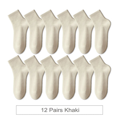 12 Pairs New Woman Cotton Socks Men Sock Short Ankle Colorful Autumn Spring Soft Breathable Colorful Girl Sock.