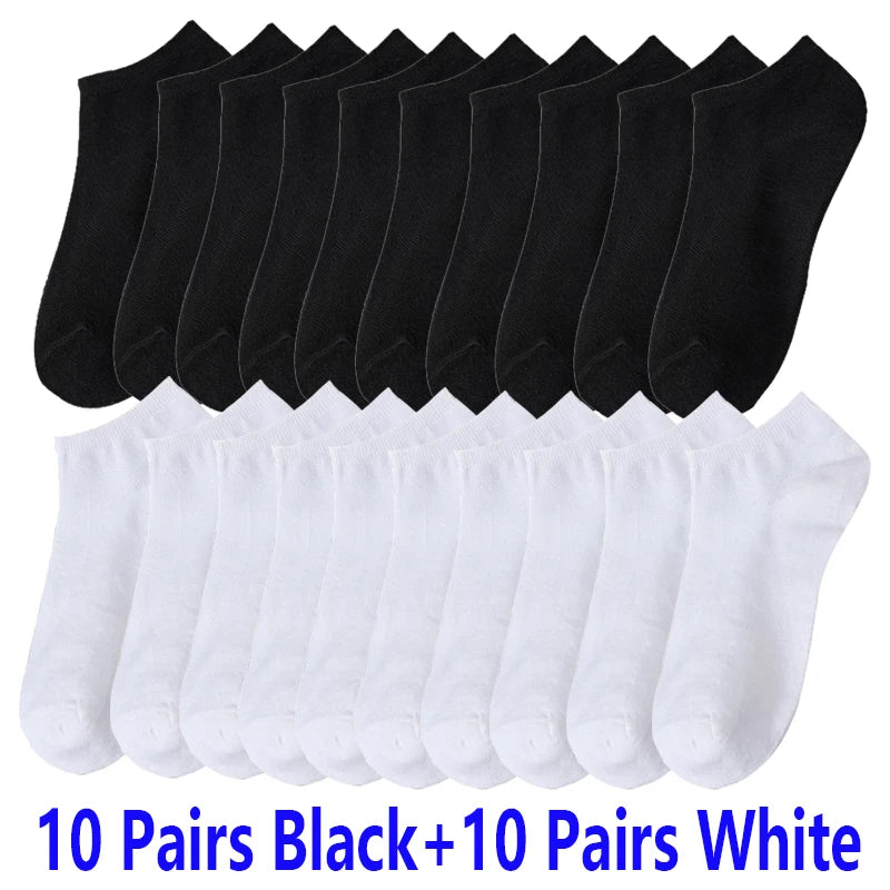 10/20/30Pairs Socks Men Women Boat Socks Thin Breathable Comfy Sweat-absorbing Ankle Socks Unisex Casual Plain Color Short Socks