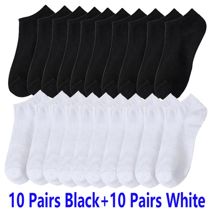10/20/30Pairs Socks Men Women Boat Socks Thin Breathable Comfy Sweat-absorbing Ankle Socks Unisex Casual Plain Color Short Socks