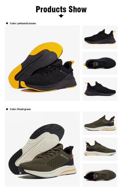 Baasploa Men's Running Shoes New Fashion Lightweight Mesh Breathable Walking Shoes Male Outdoor Casual Lace-Up Sports Shoes.