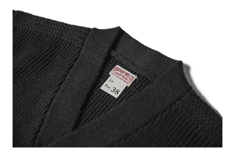 Bronson WWII USAAF Type A-1 Mechanic Sweater Men Heavyweight V-Neck Knit Jumper