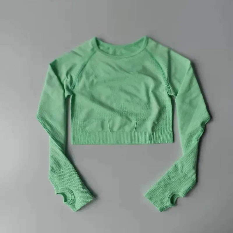 Women Seamless Yoga Shirts Crop Top Long Sleeves Shirts for Women Yoga Sports Fitness Gym Clothing Workout Tops Sports Shirts.