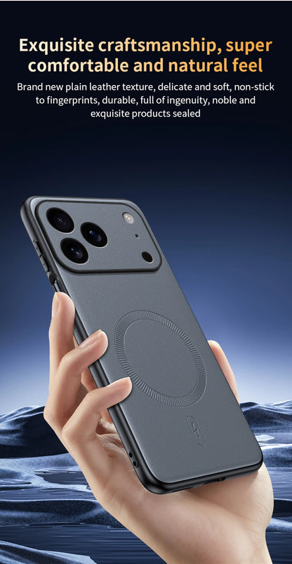 For Iphone 17 Pro Case Magnetic Leather Shield Cover For Iphone 17 Pro Anti-Fingerprint Non-Slip PC+TPU.