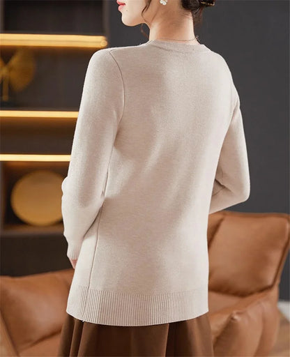 Rosa Pullover Frauen Winter Dicke Warme Stricken Pullover Schlank Plüsch Samt Gefüttert Strickwaren Jumper Langarm Tops Oansatz Poleras Mujer.