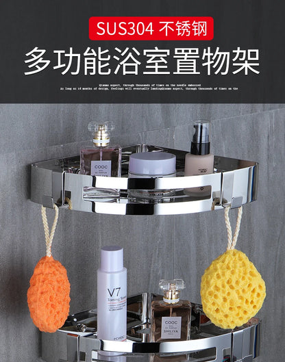 1/2 Schichten Eck-Duschregal für Badezimmer, Shampoo, Duschregal, Halter aus Edelstahl 304, stanzfrei, Küchenstativ, Eckständer