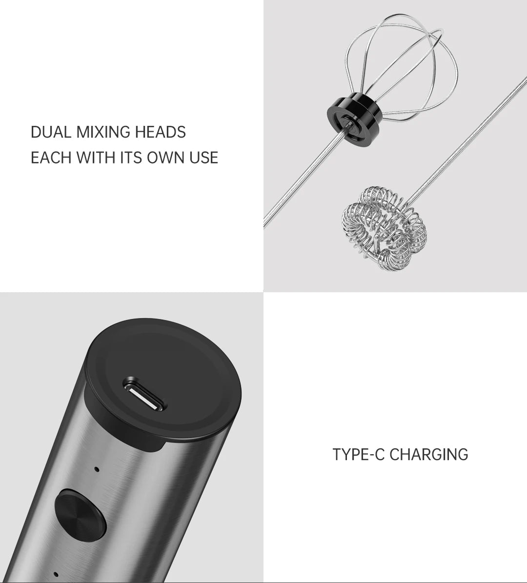 Mini milk frother, electric milk frother, coffee frother, household milk blender, handheld wireless whipper.