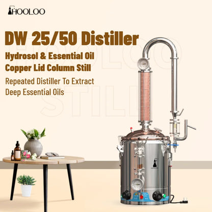 HOOLOO DW 25/50 Distiller Home Copper Still Hydrosol & Essential Oil Extractor Distillation Kit Multifunctional Distiller.