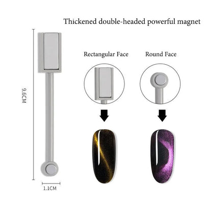 Cat Eye Magnet for Nails Double-Headed Nail Magnet Tool Set Strong Nail Art Magnet Stick 3D Line Strip Effect Manicure Design.