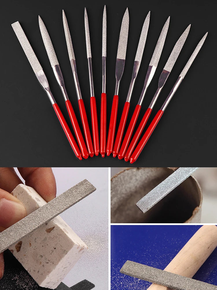 Diamant-Mini-Nadelfeilen-Set für Zimmerei, Schmuck, Stein, Glas, Metall, Keramik, Politur, Schnitzerei, DIY, Handwerk, Holzbearbeitung, Handwerkzeuge