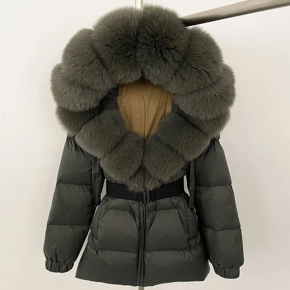 OFTBUY 2025 Winter Kleidung Puffer Jacke Frauen Echt Fox Pelz Mit Kapuze Dicke Warme 90% Weiße Ente Unten Mantel Weibliche Parkas wasserdicht.