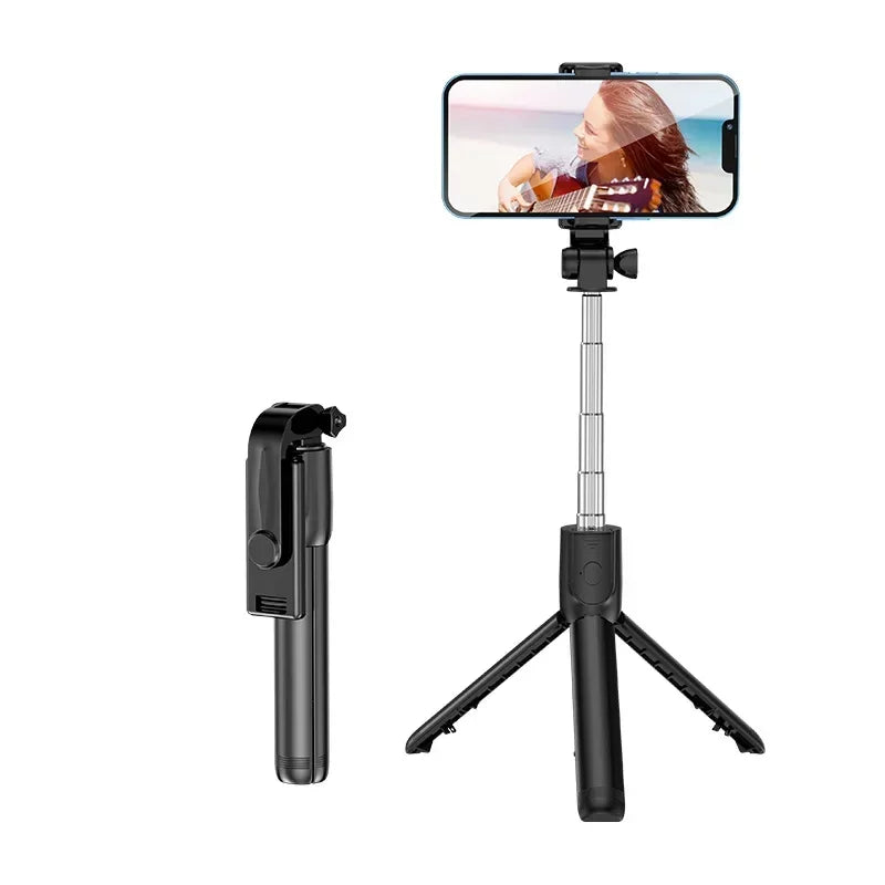 Selfie Stick Telescopic Travel Handheld Tripod Portable Phone Stand [700mm] Bluetooth Remote Extendable Phone Tripod.