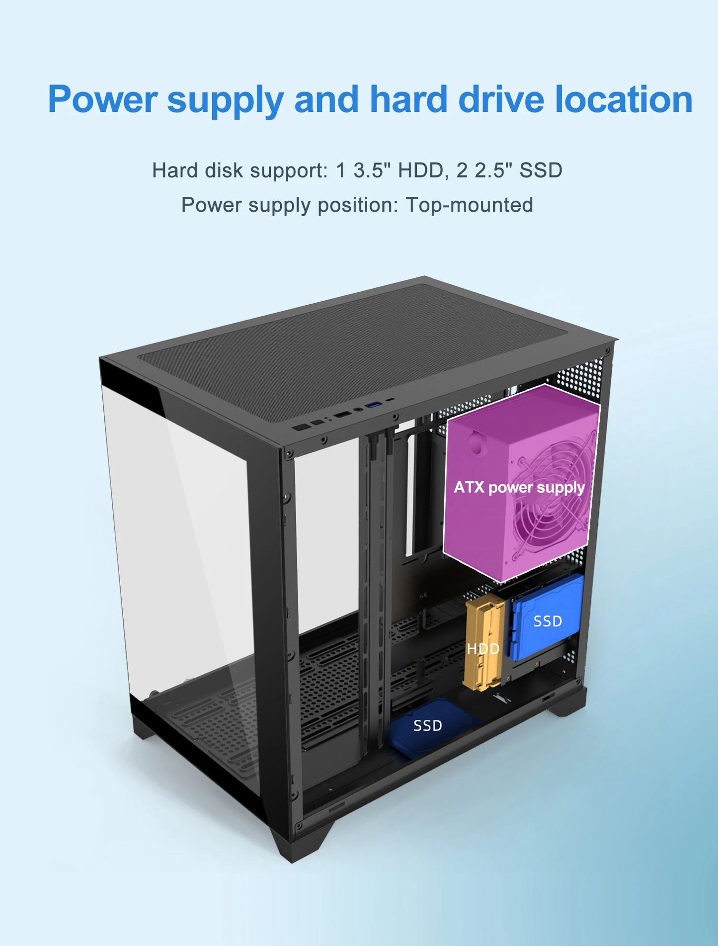 Power Train Dream PRO Seaview Room Chassis ATX Desktop MATX Glass Side Transparent 360 Water Cooled Game Console Computer Case.