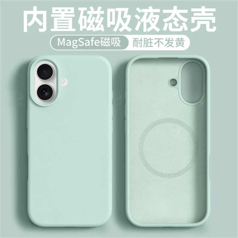 Magnetic Case For iPhone 17 Pro Max 17 Ari MagSafe Luxury Liquid Silicone Comfortable Feel Built in Flocking Protect Cover